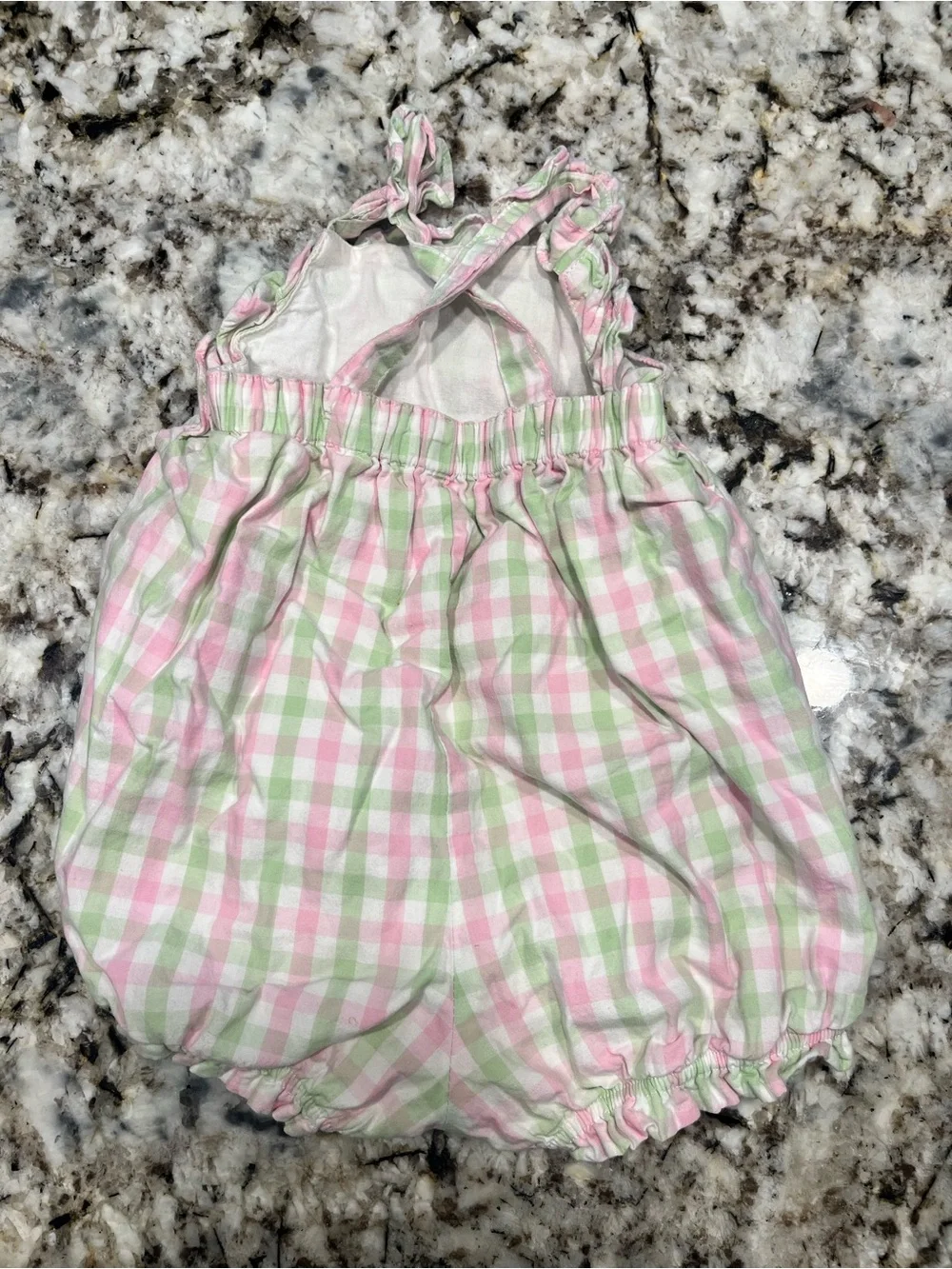 Pink & Green Gingham Ruffle Baby One-Piece